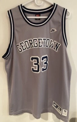 Camiseta deportiva de baloncesto Patrick Ewing Georgetown Hoyas Nike XL gris con ribete azul Foto 1 de 4