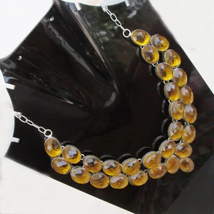 Faceted Citrine Handmade silver plated Necklace Women's jewelry - Bild 1 von 9