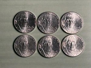 2024 D Jefferson Nickels - 6 Coins  - Low Mintage Year - Picture 1 of 2