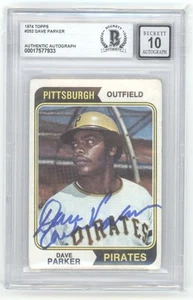 DAVE PARKER SIGNED "COBRA" 1974 TOPPS ROOKIE CARD #252 BAS BGS 10 AUTO Q3566 - Picture 1 of 2