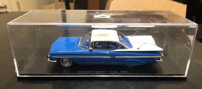 Spark Models 1959 Chevrolet Impala Coupe Blue/White Car - Scale 1:43 - Very Rare - Image 1 of 4