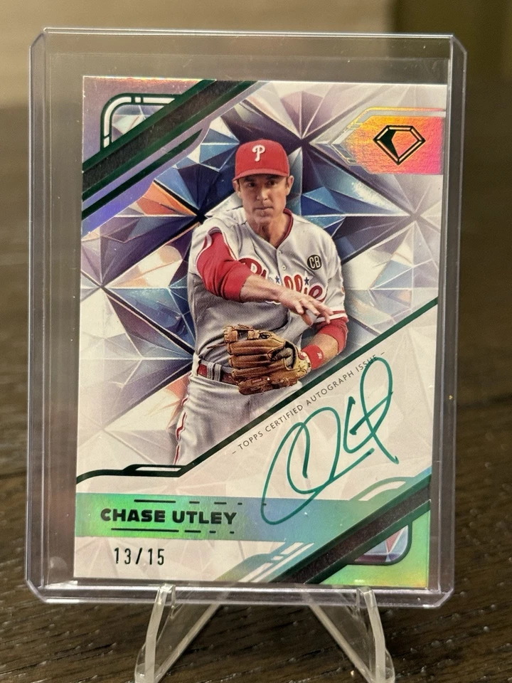 Chase Utley 2025 Topps Diamond Icons White PolychromatINK Green Ink AUTO /15 - Image 1 of 2