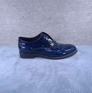 Contigo Formal Shoes Women Shiny Leather With Metal Studs Sz 40 Navy Blue - Foto 1 di 12