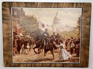 Vintage amerikanischer Bürgerkrieg Kunstdruck auf Holz angebotener Kranz Don Stivers 1990 - Bild 1 von 7