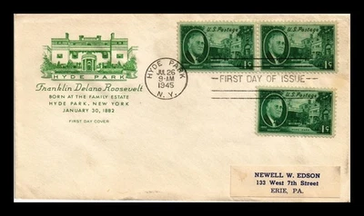 DR JIM STAMPS US COVER ROOSEVELT HYDE PARK FDC SCOTT 930 HF CACHET TORN FLAP - Image 1 of 2
