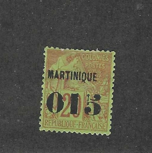 MARTINIQUE - 8 - MH - 1887 - "MARTINIQUE - 015" O/P ON FRENCH COLONIES STAMP - Image 1 of 1