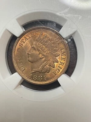 NGC MS65RB 1889 INDIAN HEAD CENT BEAUTIFUL RED BROWN COLOR - Image 1 of 3