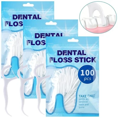 SAFEKOM 300pk Dental Floss Sticks | Interdental Tooth Harps Teeth Picks Oral Plaque Care