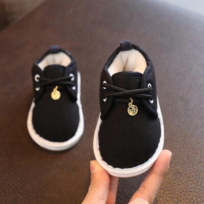 Chinese Kids Boy Girl Fleece Lined Shoes Flats Sole Thermal Thicken Winter Retro - Image 1 of 4