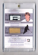 BOBBY ORR RAY BOURQUE 2013-14 ITG STICKWORK STICK RACK DUAL SILVER LOGO STICK