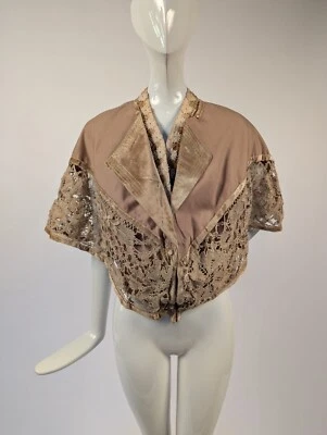 EARLY EDWARDIAN CASHMERE BODICE W BEAUTIFUL LINEN LACE EDGING - Image 1 of 4