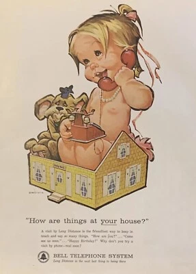 1963 Bell Telephone System Betsy Bell PRINT AD Dog House Long Distance VTG 1960s - Image 1 of 4