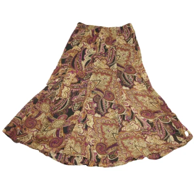 Christopher & Banks Paisley Estampado Gasa Fluida Falda Midi Forrada Cintura Elástica S Foto 1 de 4