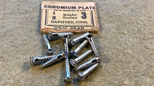 Wood Screw #3 x 1/2” Slotted Oval Head Chrome Vintage Hardware - Picture 1 of 4