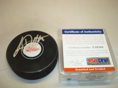 Luc Robitaille Signed Detroit Red Wings Hockey Puck Autographed PSA/DNA COA 1B - Image 1 of 4