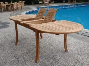 Grade-A Teak Wood 94" Double Extension Oval Dining Table Outdoor Patio New - Picture 1 of 2