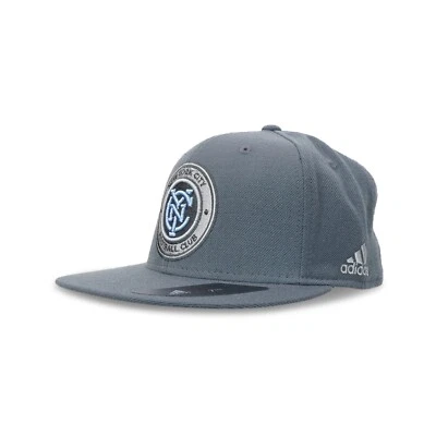 New York City FC MLS Adidas Equipo Logo Gris Visera Plana Flex Ajustada Gorra Sombrero Foto 1 de 4