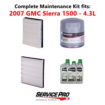 2007 GMC Sierra 1500 4.3L Complete Oil, Air & Cabin Filter Kit (5W-30) Foto 1 de 4