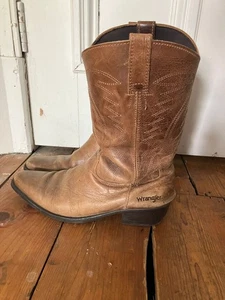 Wrangler Mens Brown Leather Cowboy Boots Size UK 10 - Picture 1 of 4