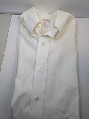 Brooks Brothers 346 Button Down Ivory Sz 14 1/2 2-3 Long Sleeve 100% Cotton - Image 1 of 4