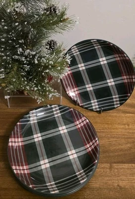 4 platos de ensalada de melamina a cuadros Magnolia Hearth & Hand vacaciones Navidad 2025 NUEVO  Foto 1 de 4