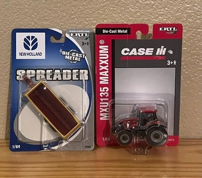 2006 ERTL Case IH MXU135 Maxxum Tractor and New Holland Spreader 1/64 Die-Cast - Image 1 of 4