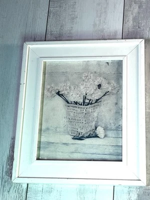 Wall Art Shabby Chic Print Floral White Carnations Country Farmhouse 14 X 12 - Image 1 of 4