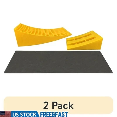 Heavy Duty Curved Vehicle Level Ramp 2 Pack Anti-Slip Mat Durable Plastic New - Image 1 of 4