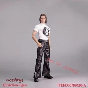 Pantaloni in pelle con cerniera scala 1/6 modello pantaloni svasati per corpo action figure 12'' - Foto 1 di 7