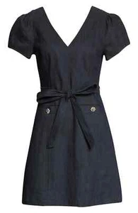 NEW, Cinq A Sept Cherice Puff Sleeve A-Line Minidress in Indigo Size 4 #EP261 - Picture 1 of 11