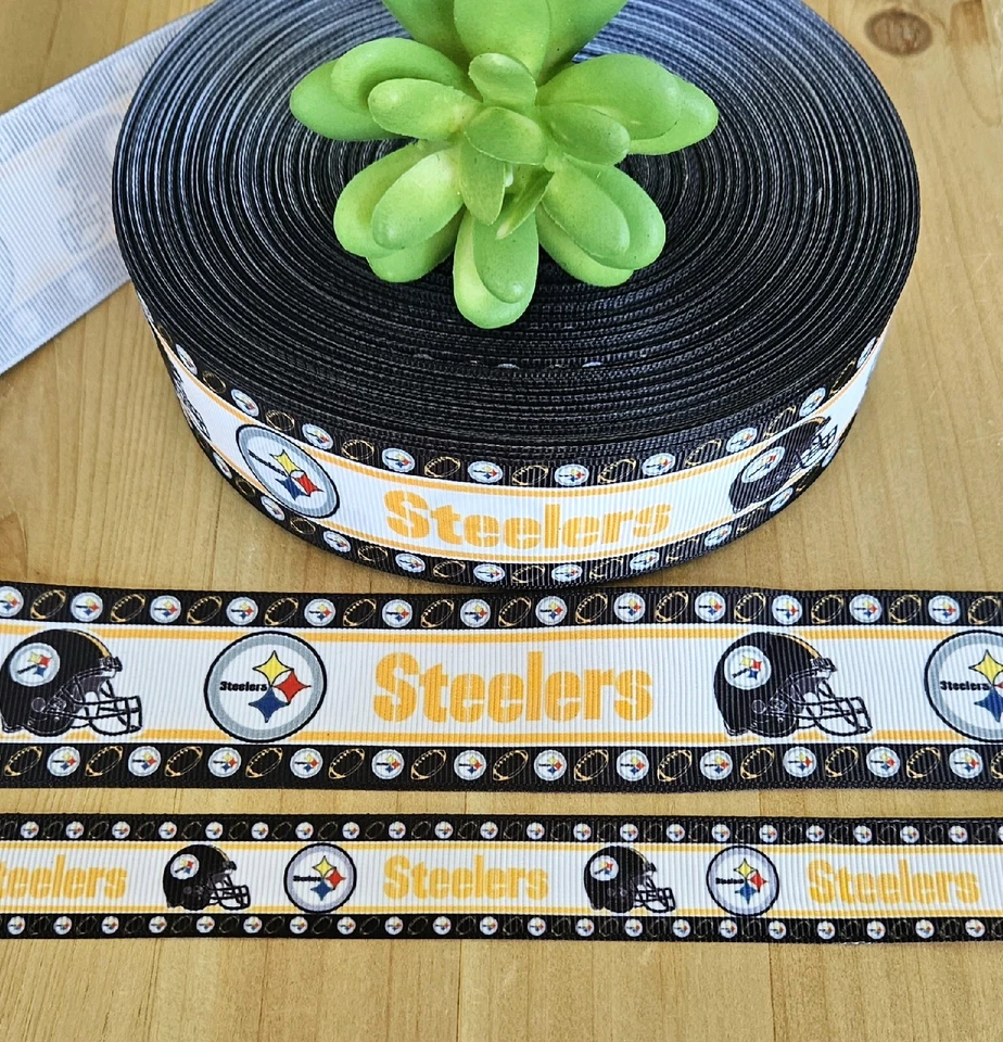 Cinta de grosgrain de fútbol americano de 5/8, 7/8 y 1,5" (1YD) de los Pittsburgh Steelers Foto 1 de 1