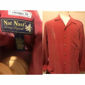 Nat Nast large long sleeve button up red 100% Silk