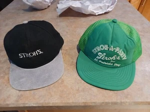 Lot Of 2 VTG Stroh's Beer Baseball Cap Hat Snapback One Size Fits All - Picture 1 of 10