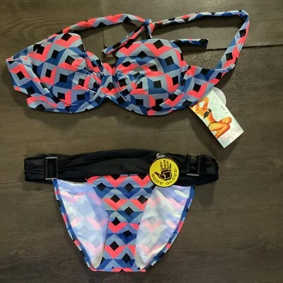 Guante Body Mujer Dos Piezas Talla Pequeña Negro Gris Rosa y Azul Estampado Foto 1 de 4