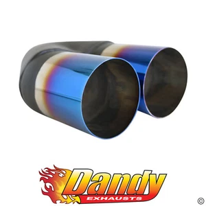 2.5" Inlet Dual 3.5" Outlet Exhaust Tip Straight Cut 9" Long Blue Flame - Picture 1 of 1
