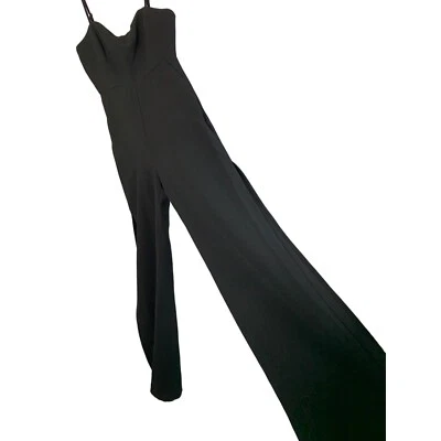 BCBGGeneration Womens Black Wide Open Leg Jumpsuit Size 4 Strap NWT 7816 - Image 1 of 4