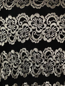 1.9M Gold Black Decorative Vintage Style Floral Pattern Dressmaking Lace Fabric - Picture 1 of 3