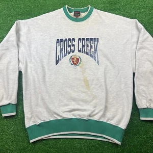 Vintage Cross Creek Sweatshirt Gray and Green Size Large Made in USA Stained - Picture 1 of 17