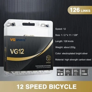 VG Sports Bicycle Chain 12 Speed 126 Links MTB Road Bike Half Hollow Chain - Picture 1 of 15