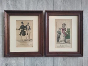 2er Set antike Drucke Modes de Paris Moden von Paris 1820/30er Jahre Männer/Frauen - Bild 1 von 4