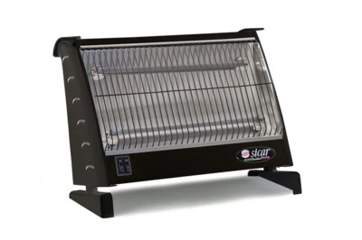 Stufa Elettrica Stufetta al Quarzo 2 Candele 1200W Nero o Bianco Italiana Sicar