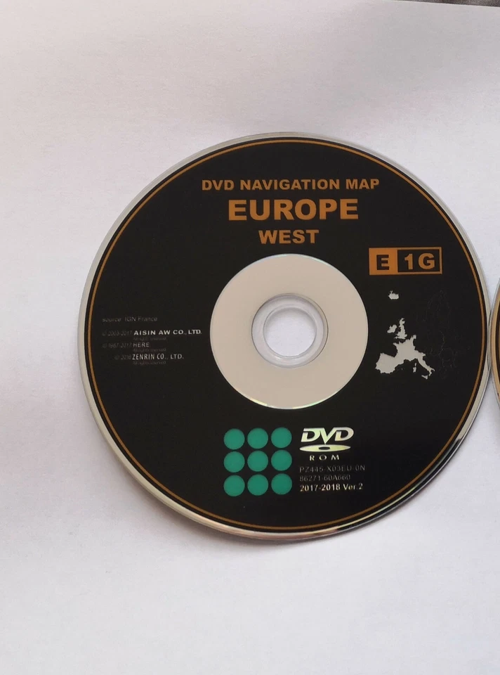 2017/18 TOYOTA &LEXUS E1G SAT NAV DISC UPDATE  UK & WEST EUROPE  MAP  - Image 1 of 1