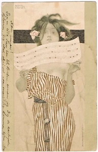 Raphael Kirchner Postcard to China, Tschifu. Girl with Music Sheet - Picture 1 of 2