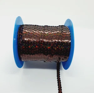 sew on string SEQUIN 6mm hologram coffee brown sequin dressmaking trim trimming - Picture 1 of 1