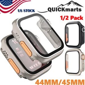 1/2PC Case Cover Screen Protector For Apple Watch Series 9 8 7 6 5 4 SE 44/45mm - Picture 1 of 14