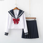 Japan School Girl Basic White Sailor JK Uniform Wear Costume Shirt Pleated Skirt