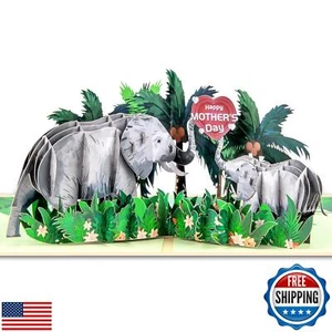 GREETING ART 3d Pop Up Mothers Day Card, Elephant Pop Up Cards for Mom, Happy - Picture 1 of 5