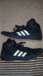 ADIDAS-MEN'S WRESTLING SHOES-BLACK/WHITE-HVC 2- SIZE 10 - Picture 1 of 8