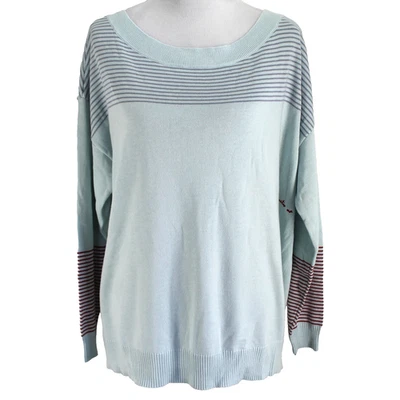 Suéter Peace Love World Mujer Talla L Azul Rojo Rayas Manga Larga Pullover Foto 1 de 4