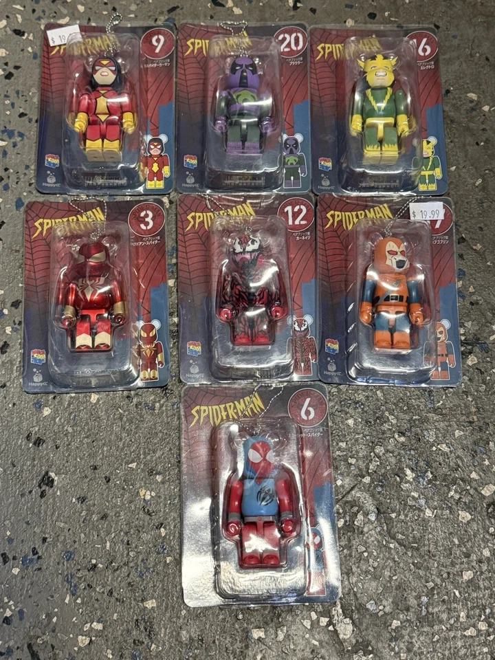 Marvel Bearbrick Человек-паук Брелок От Medicom Prize Япония Лот из 7 - Изображение 1 из 2